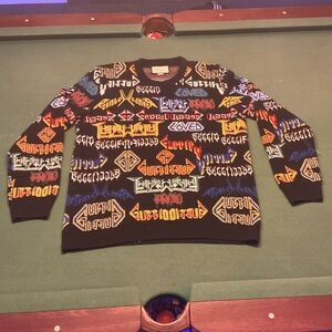 Gucci Wool Intarsia Knit Black Sabbath Sweater XXL